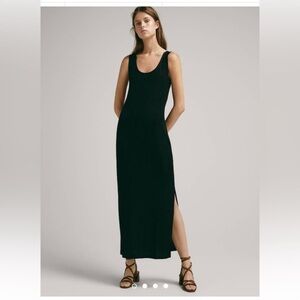 NWT Massimo Dutti black Ribbed viscose Maxi dress  size XS minimalist